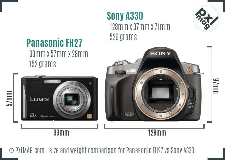 Panasonic FH27 vs Sony A330 size comparison