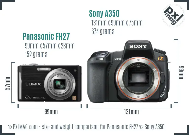 Panasonic FH27 vs Sony A350 size comparison