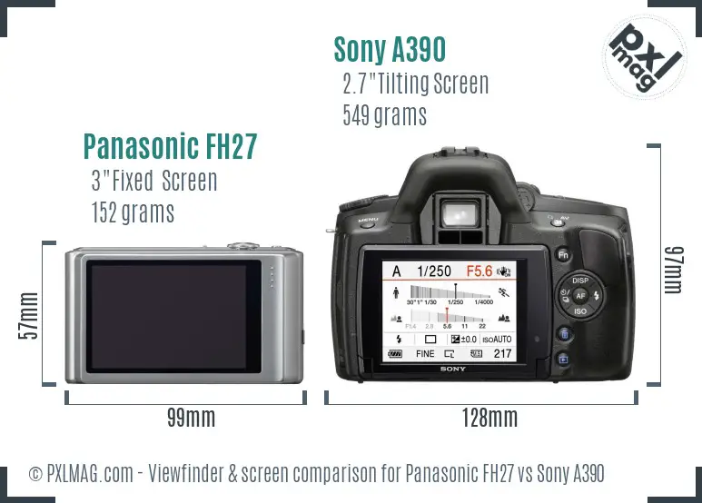 Panasonic FH27 vs Sony A390 Screen and Viewfinder comparison