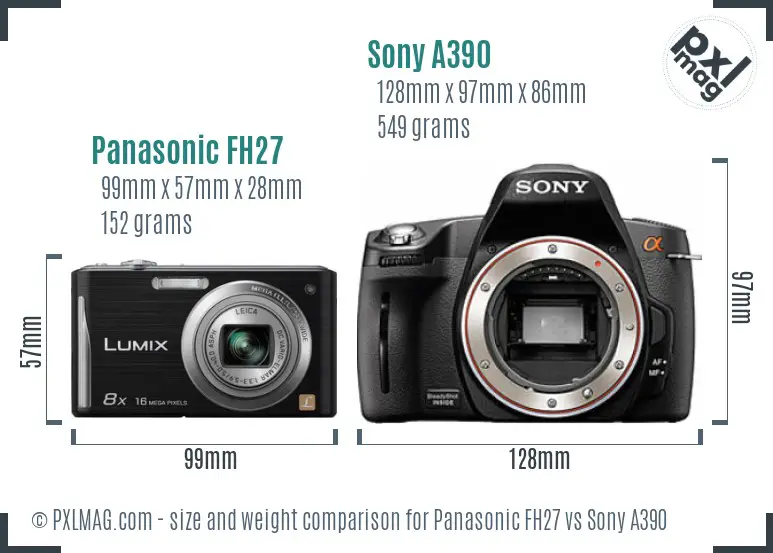 Panasonic FH27 vs Sony A390 size comparison