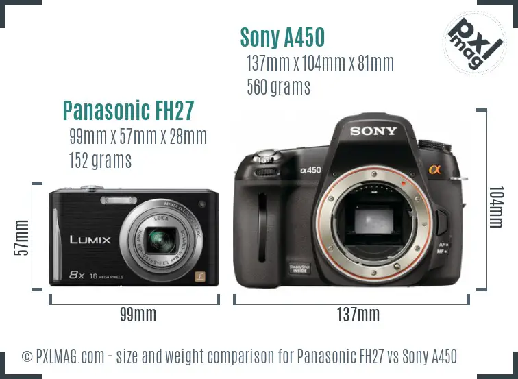 Panasonic FH27 vs Sony A450 size comparison