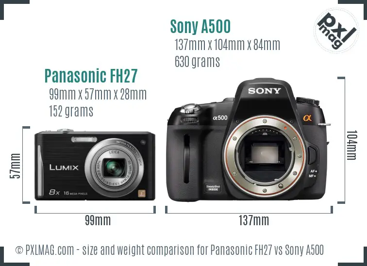 Panasonic FH27 vs Sony A500 size comparison