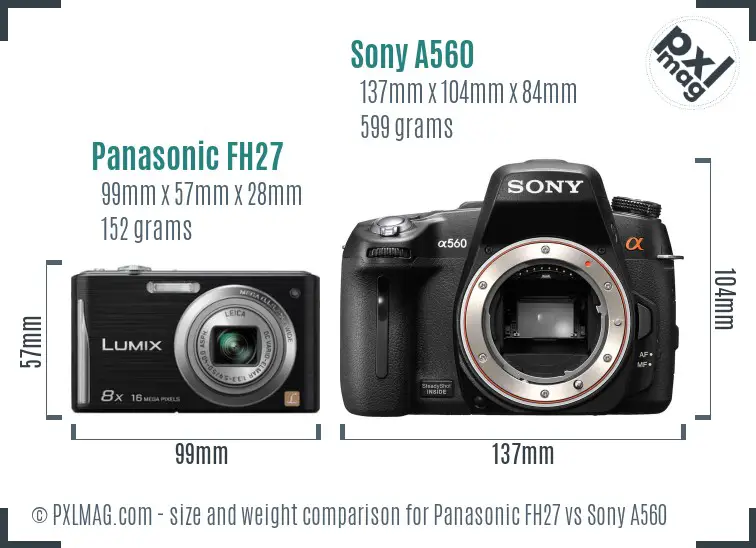Panasonic FH27 vs Sony A560 size comparison