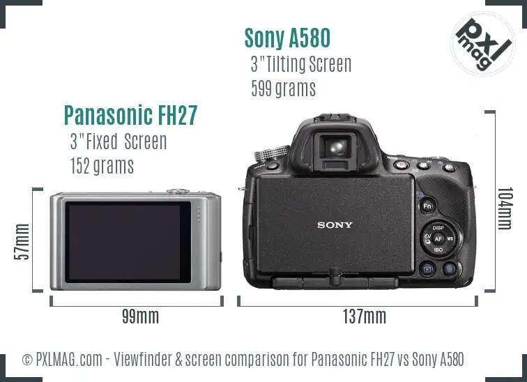 Panasonic FH27 vs Sony A580 Screen and Viewfinder comparison