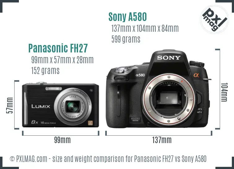Panasonic FH27 vs Sony A580 size comparison