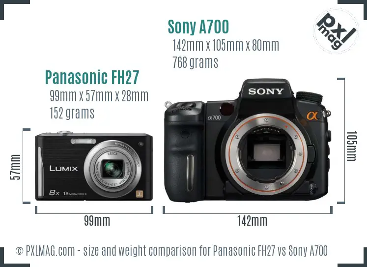 Panasonic FH27 vs Sony A700 size comparison