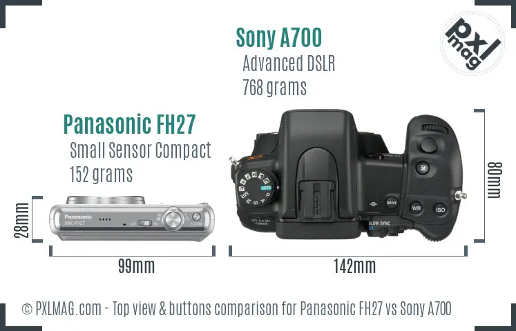 Panasonic FH27 vs Sony A700 top view buttons comparison