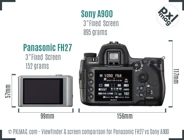 Panasonic FH27 vs Sony A900 Screen and Viewfinder comparison