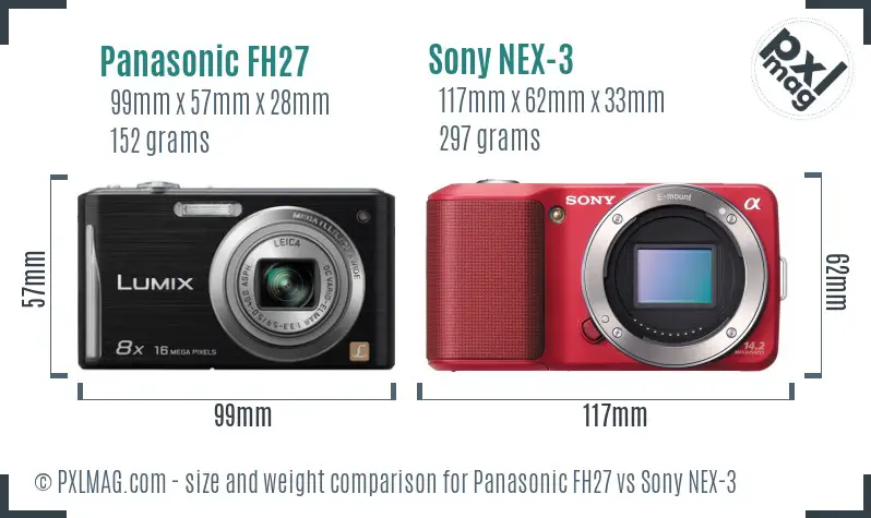 Panasonic FH27 vs Sony NEX-3 size comparison