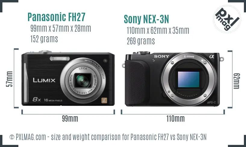 Panasonic FH27 vs Sony NEX-3N size comparison