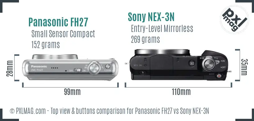Panasonic FH27 vs Sony NEX-3N top view buttons comparison
