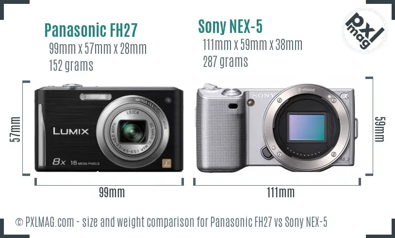 Panasonic FH27 vs Sony NEX-5 size comparison