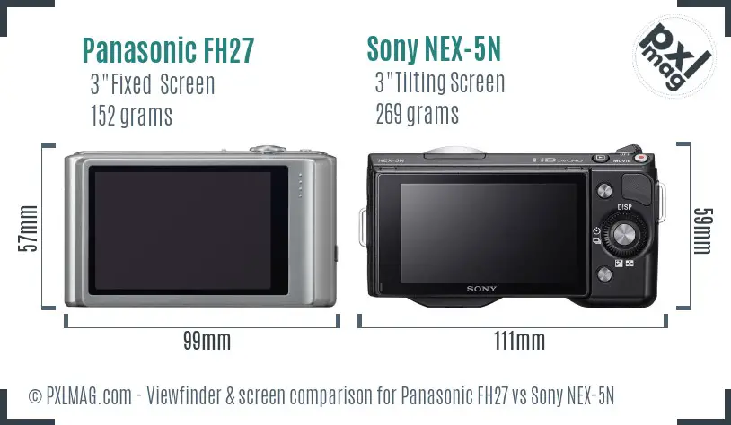 Panasonic FH27 vs Sony NEX-5N Screen and Viewfinder comparison