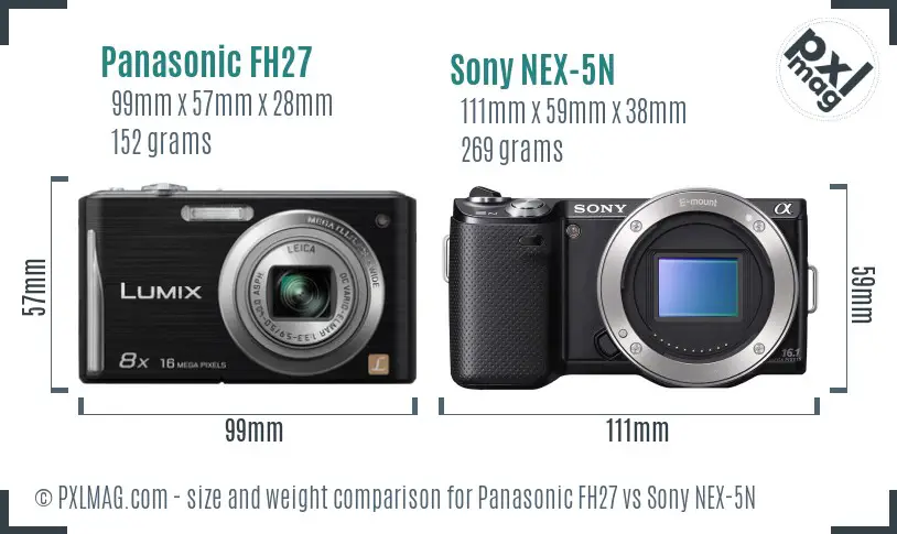 Panasonic FH27 vs Sony NEX-5N size comparison