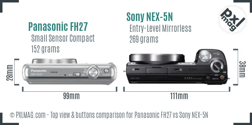 Panasonic FH27 vs Sony NEX-5N top view buttons comparison