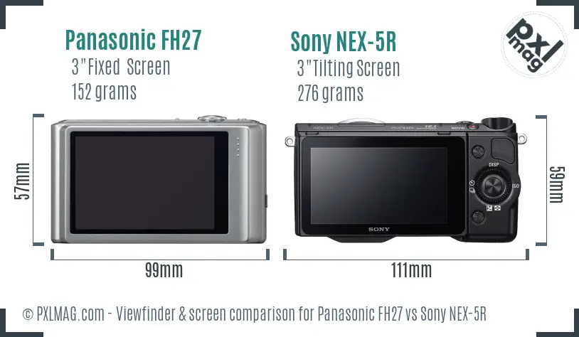 Panasonic FH27 vs Sony NEX-5R Screen and Viewfinder comparison