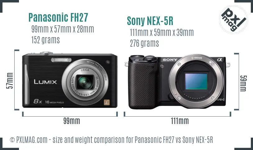 Panasonic FH27 vs Sony NEX-5R size comparison