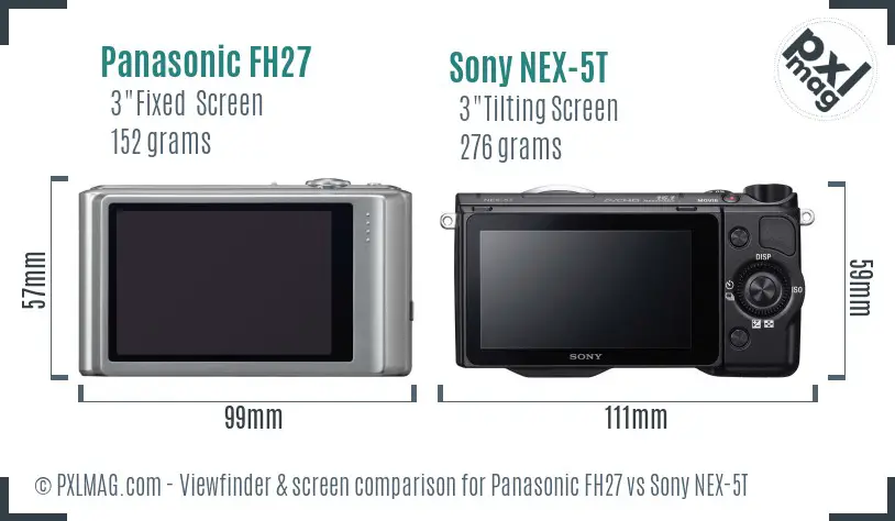 Panasonic FH27 vs Sony NEX-5T Screen and Viewfinder comparison