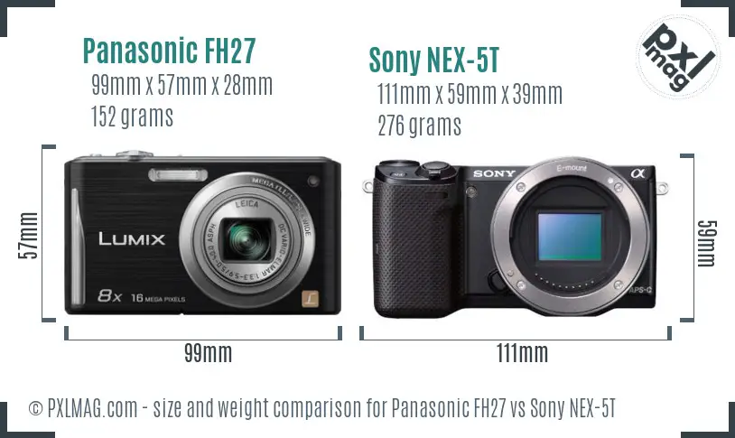 Panasonic FH27 vs Sony NEX-5T size comparison