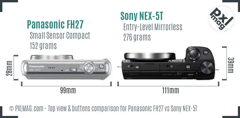 Panasonic FH27 vs Sony NEX-5T top view buttons comparison