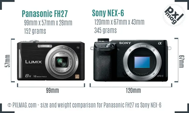 Panasonic FH27 vs Sony NEX-6 size comparison