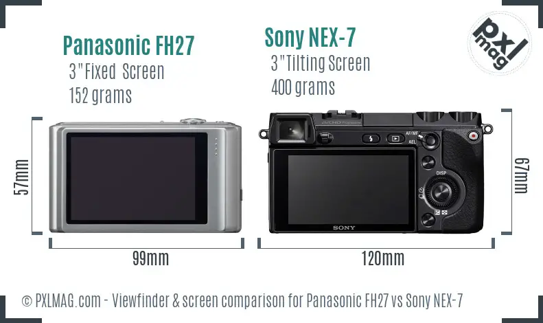 Panasonic FH27 vs Sony NEX-7 Screen and Viewfinder comparison