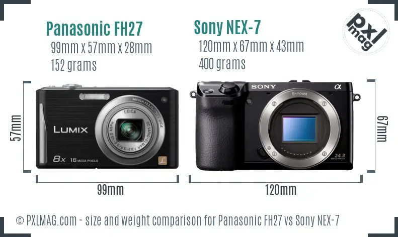 Panasonic FH27 vs Sony NEX-7 size comparison