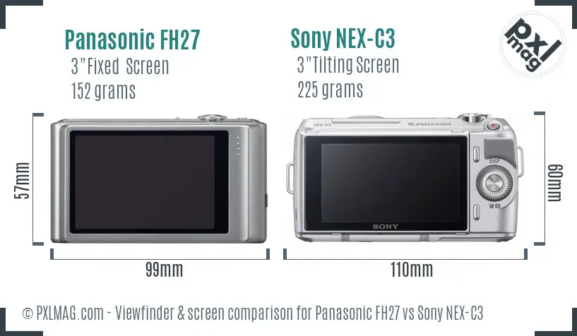 Panasonic FH27 vs Sony NEX-C3 Screen and Viewfinder comparison