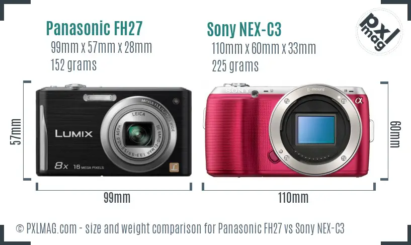 Panasonic FH27 vs Sony NEX-C3 size comparison