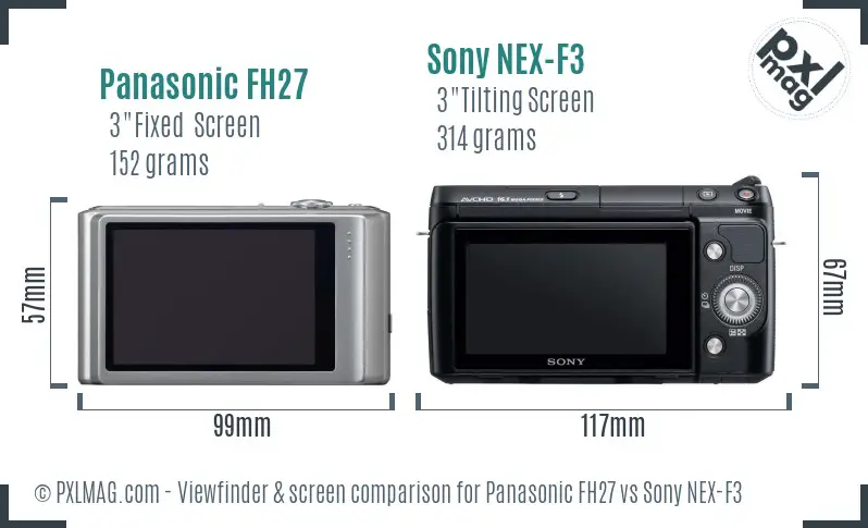 Panasonic FH27 vs Sony NEX-F3 Screen and Viewfinder comparison