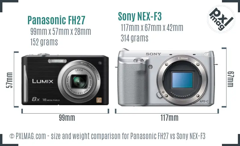 Panasonic FH27 vs Sony NEX-F3 size comparison