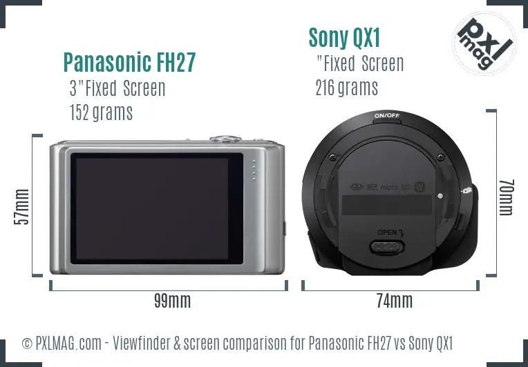 Panasonic FH27 vs Sony QX1 Screen and Viewfinder comparison