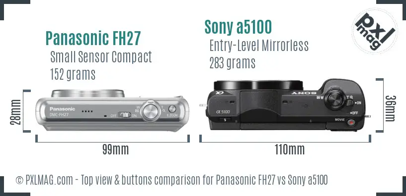 Panasonic FH27 vs Sony a5100 top view buttons comparison