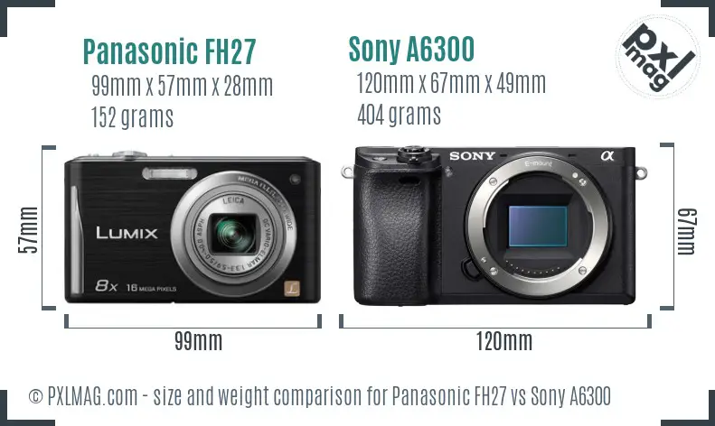 Panasonic FH27 vs Sony A6300 size comparison