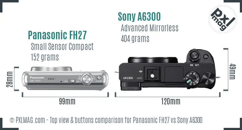 Panasonic FH27 vs Sony A6300 top view buttons comparison