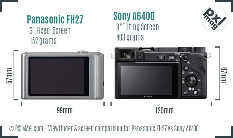 Panasonic FH27 vs Sony A6400 Screen and Viewfinder comparison