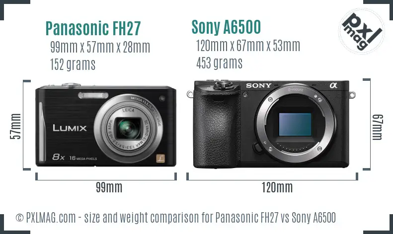 Panasonic FH27 vs Sony A6500 size comparison