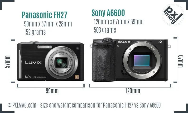 Panasonic FH27 vs Sony A6600 size comparison