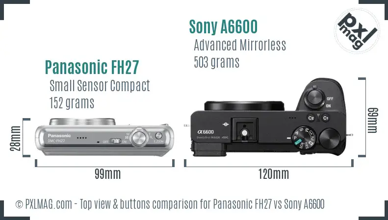Panasonic FH27 vs Sony A6600 top view buttons comparison