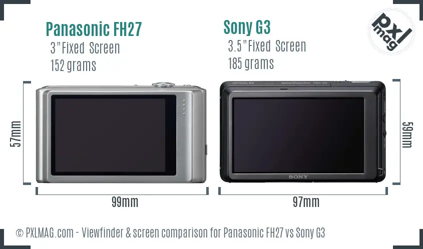 Panasonic FH27 vs Sony G3 Screen and Viewfinder comparison