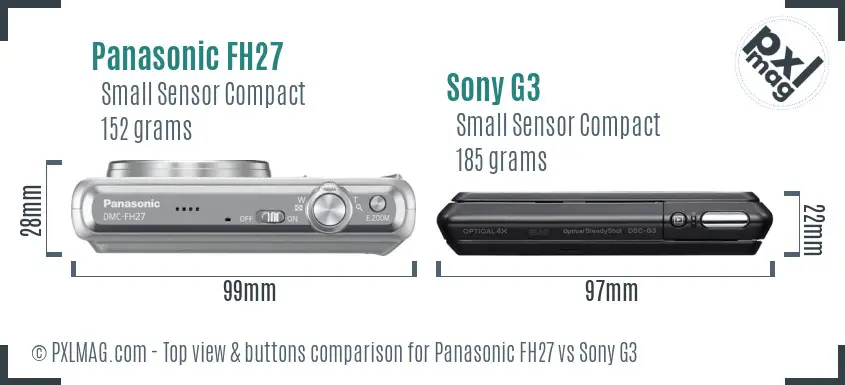 Panasonic FH27 vs Sony G3 top view buttons comparison