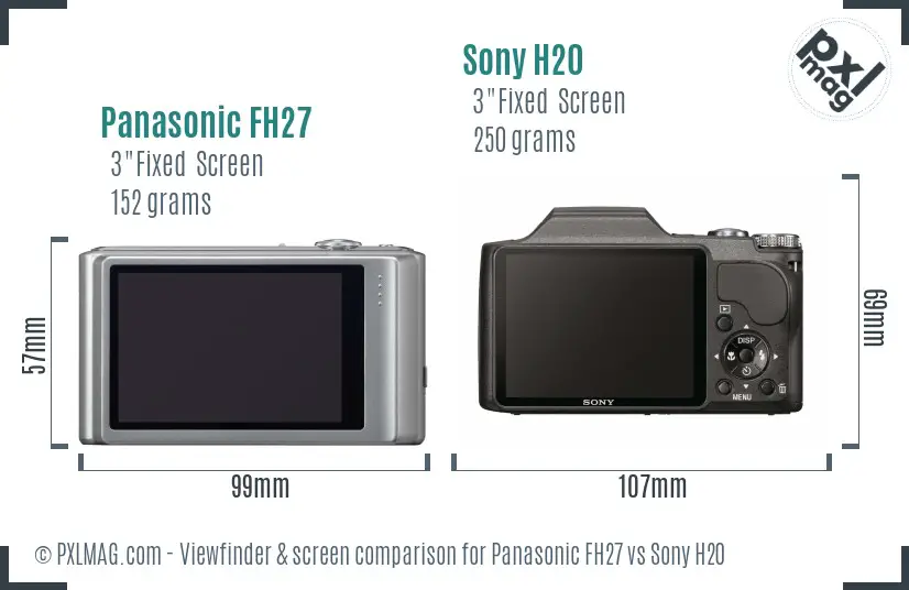 Panasonic FH27 vs Sony H20 Screen and Viewfinder comparison