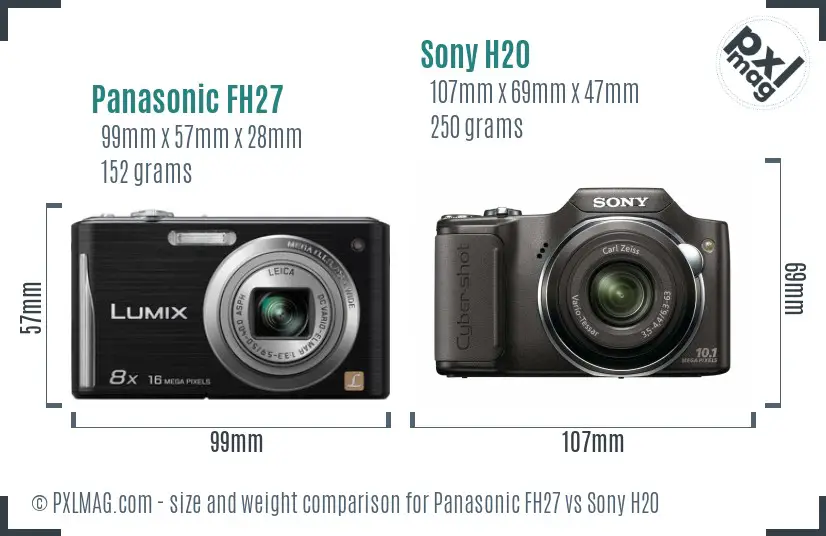 Panasonic FH27 vs Sony H20 size comparison