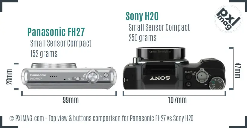 Panasonic FH27 vs Sony H20 top view buttons comparison