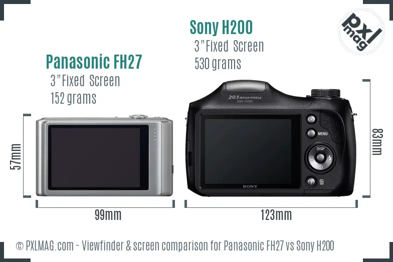 Panasonic FH27 vs Sony H200 Screen and Viewfinder comparison