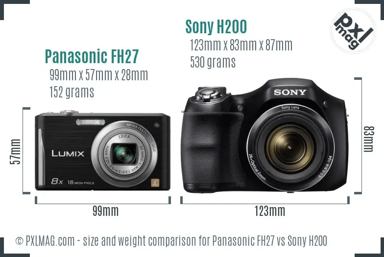 Panasonic FH27 vs Sony H200 size comparison