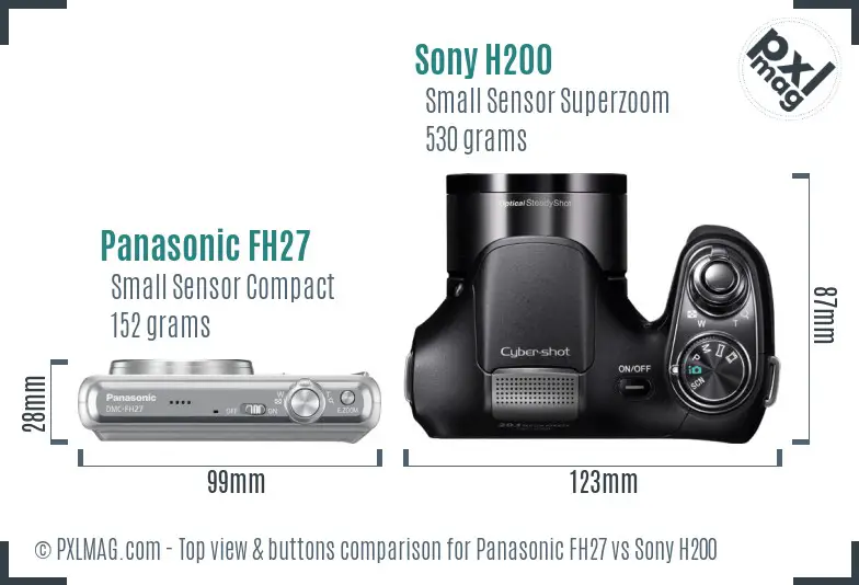 Panasonic FH27 vs Sony H200 top view buttons comparison
