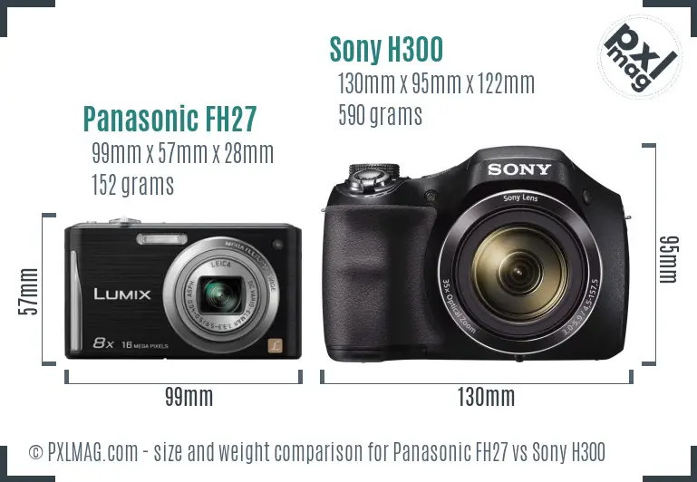 Panasonic FH27 vs Sony H300 size comparison