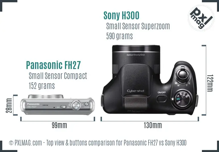 Panasonic FH27 vs Sony H300 top view buttons comparison