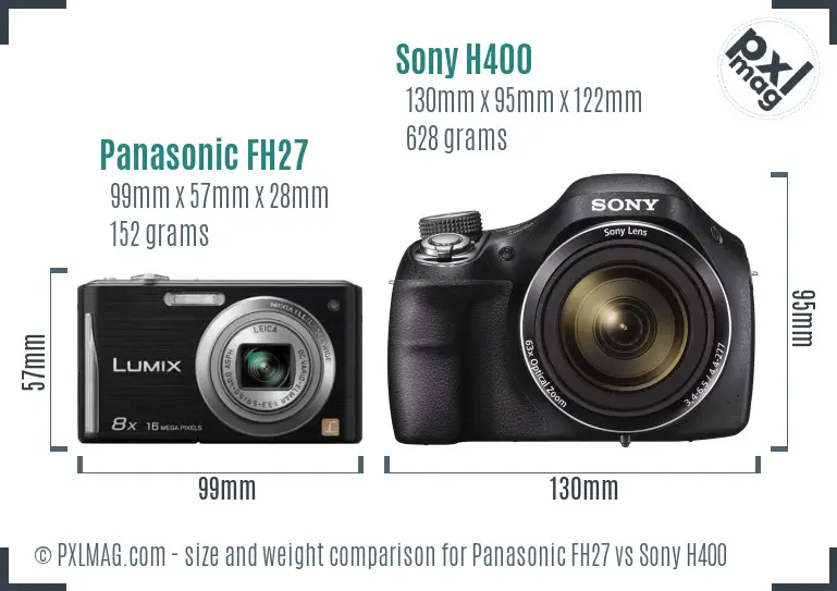 Panasonic FH27 vs Sony H400 size comparison
